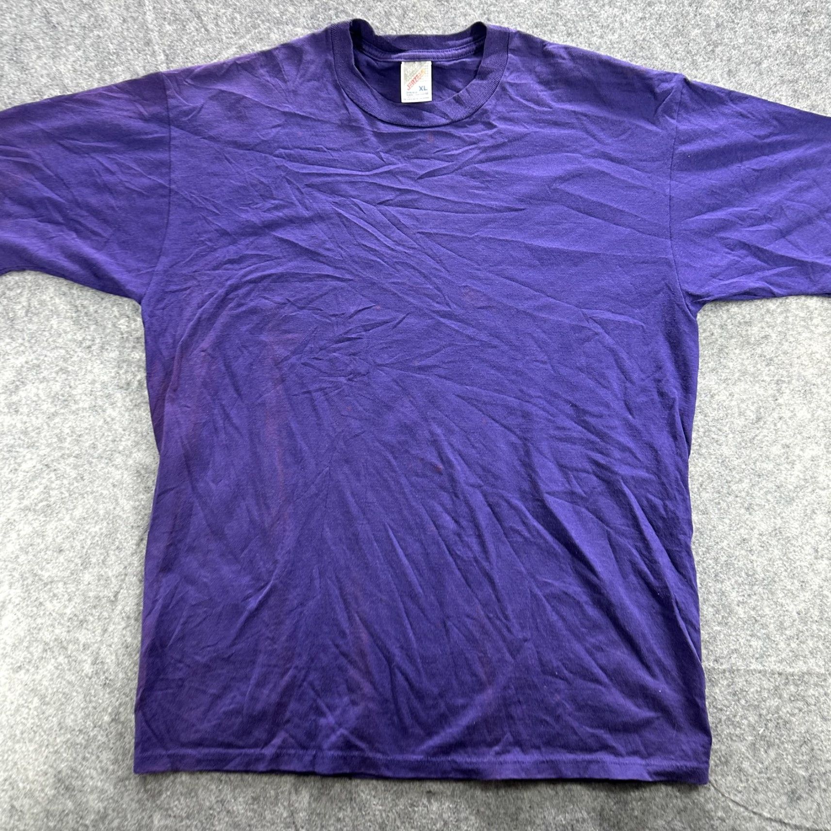 Jerzees VINTAGE Jerzees Shirt Mens XL Purple Blank 90s Tee Crew Neck Short Sleeve Cotton Blend Polyester Blend Single Stitch Made USA Size US XL / EU 56 / 4 - 2 Thumbnail