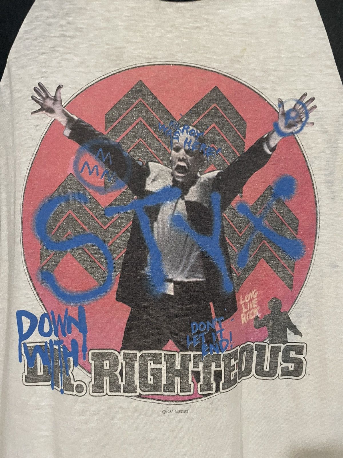 Vintage Rare STYX 1983 Kilroy Dr. Righteous Raglan Paper Thin Tee | Grailed