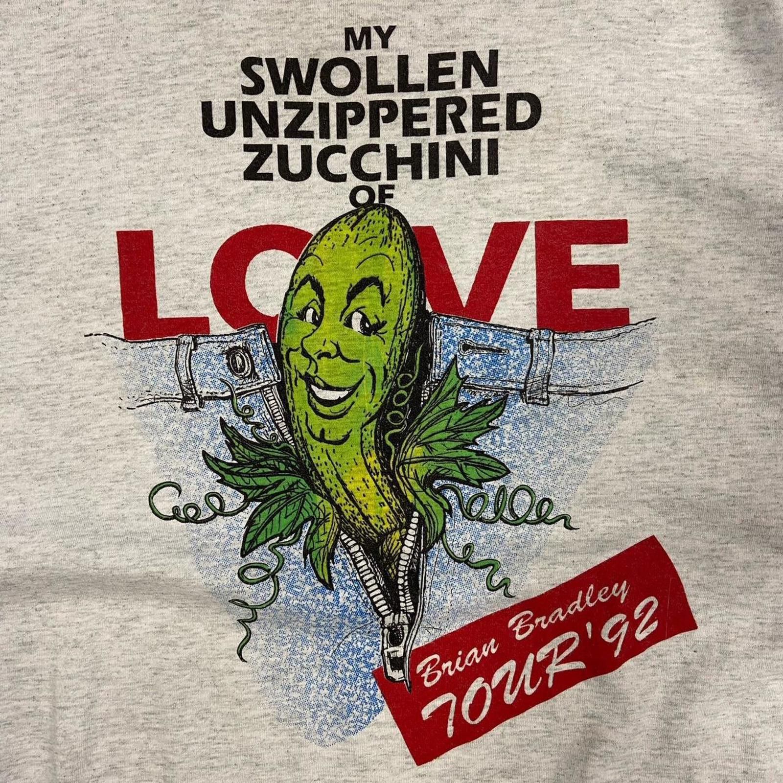 Vintage 1992 Brian Bradley My Swollen Unzipped Zucchini Of Love Tee Size US XL / EU 56 / 4 - 4 Thumbnail