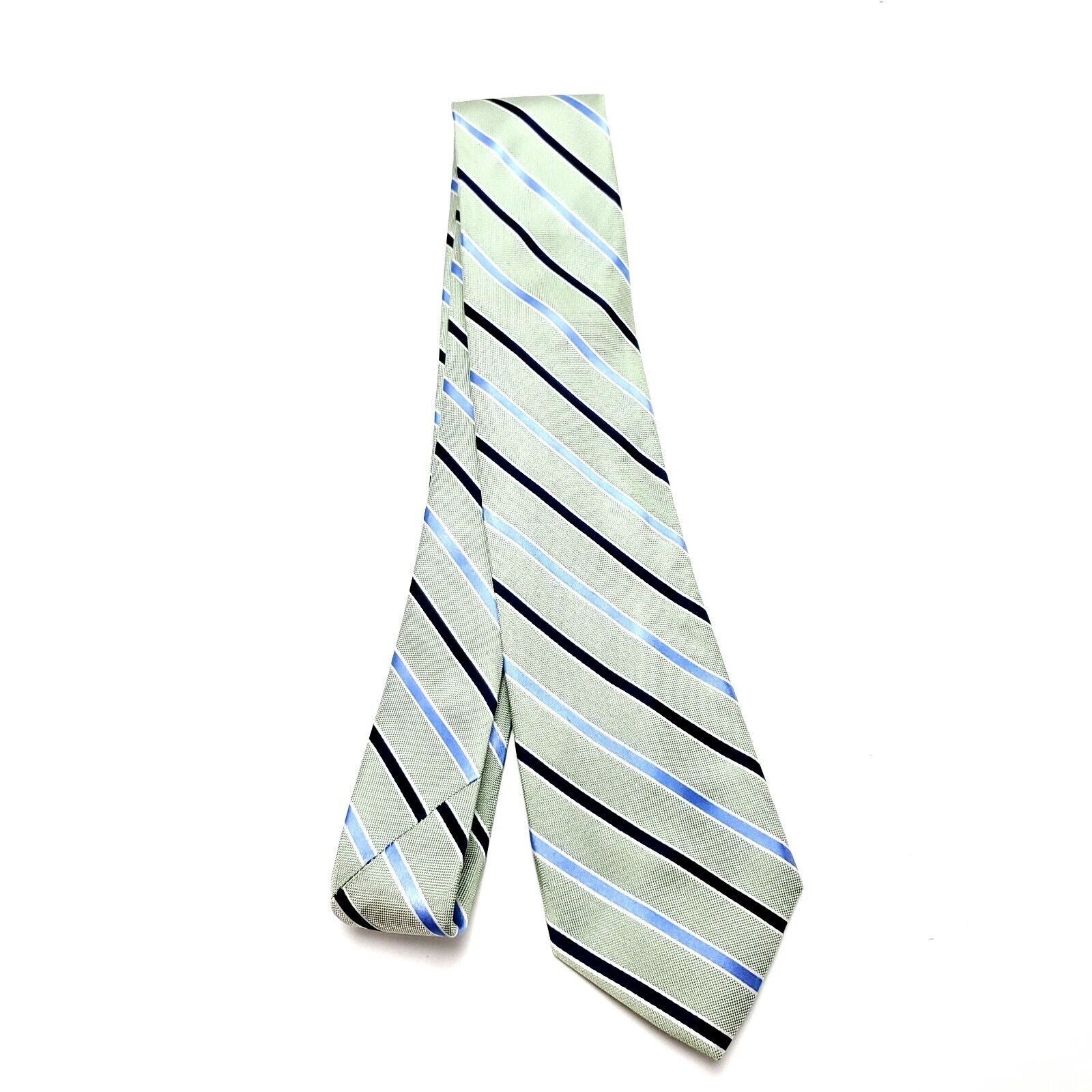 Stafford Stafford Silk Tie Woven Green Blue Striped Size ONE SIZE - 5 Thumbnail