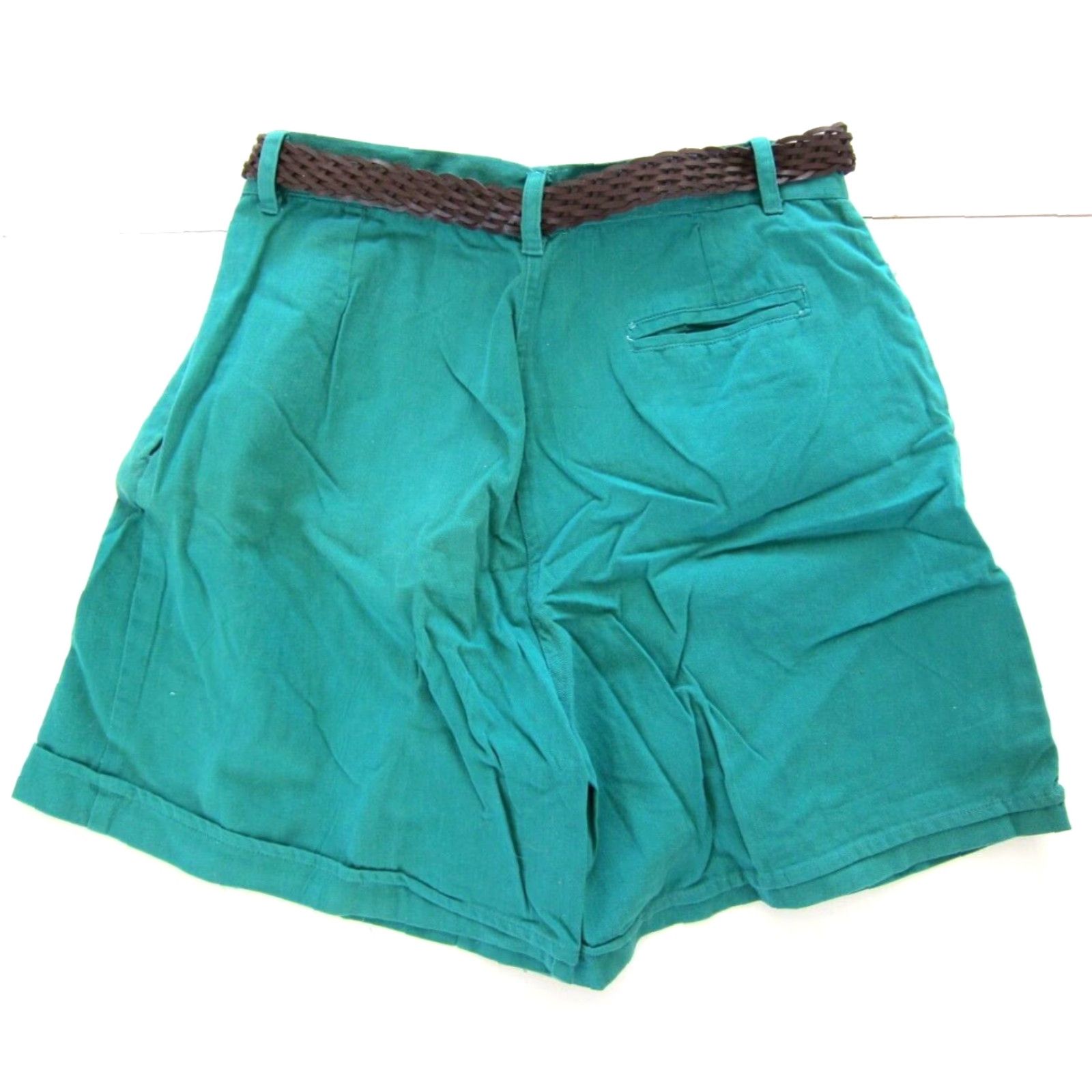Vintage VINTAGE Barclay Square 100% Cotton Green Pleated High Rise Shorts Women 30/L Size 30" / US 8 / IT 44 - 2 Thumbnail
