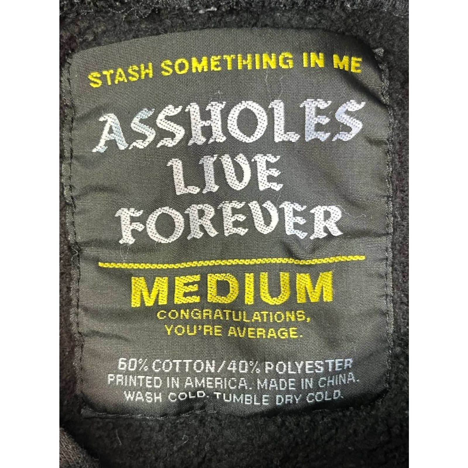 Forever 21 Forever A**holes Live Forever Polartec Hoodie Black Medium Embroidered Men Pullover Cotton Blend Size US M / EU 48-50 / 2 - 6 Thumbnail