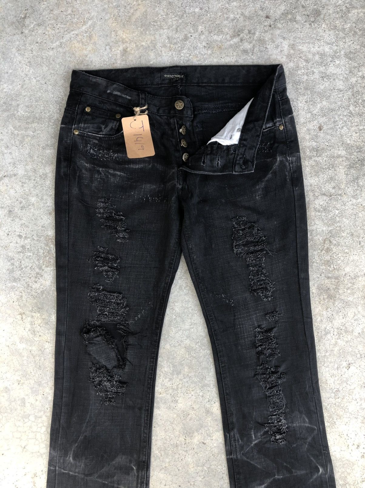 Who Decides War Philsdox Flared Jeans Bootcut Distressed Size US 31 - 3 Thumbnail