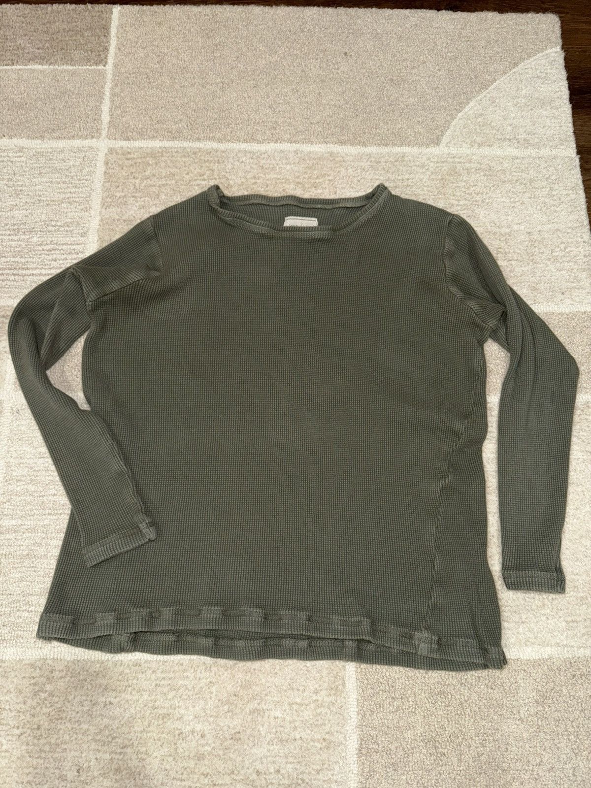 Pre-owned Greg Lauren Sage Waffle Shirt Size 4 In Green