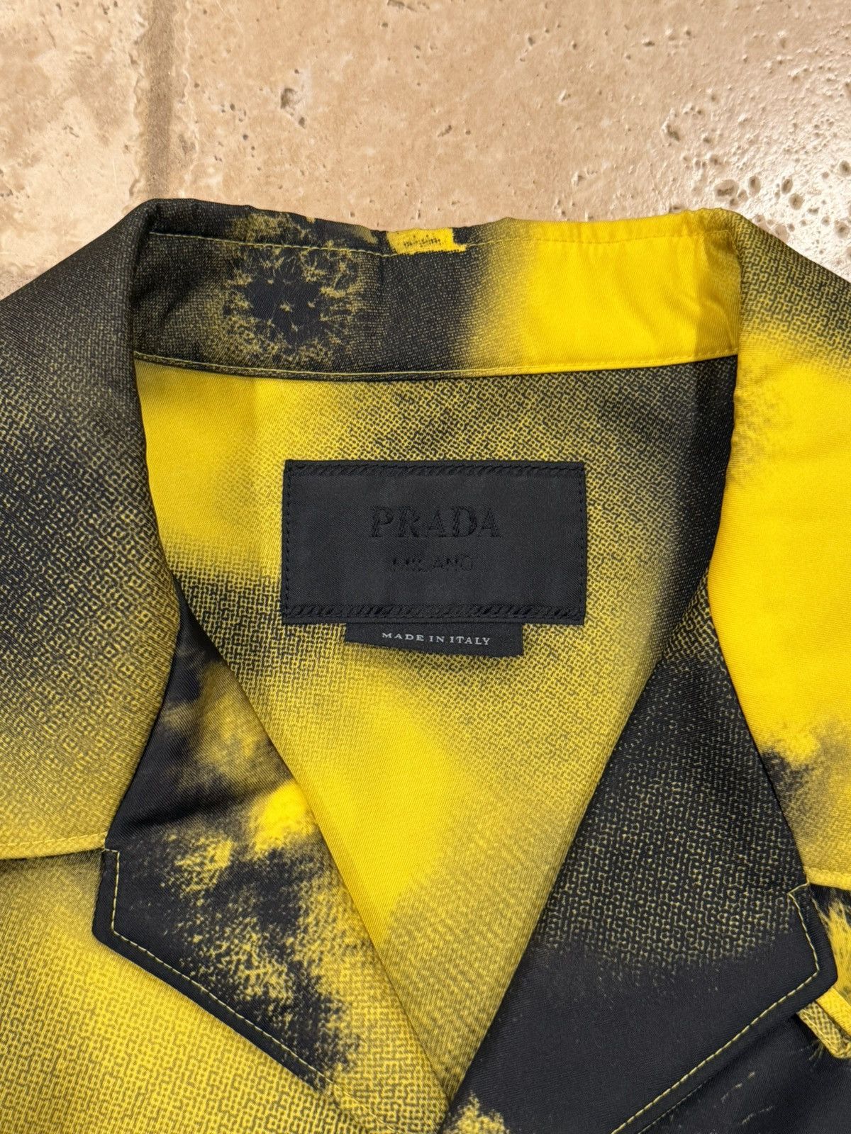 Prada Prada Abstract Fox-Print Yellow Nylon Yellow Bowling Shirt Size US L / EU 52-54 / 3 - 7 Thumbnail