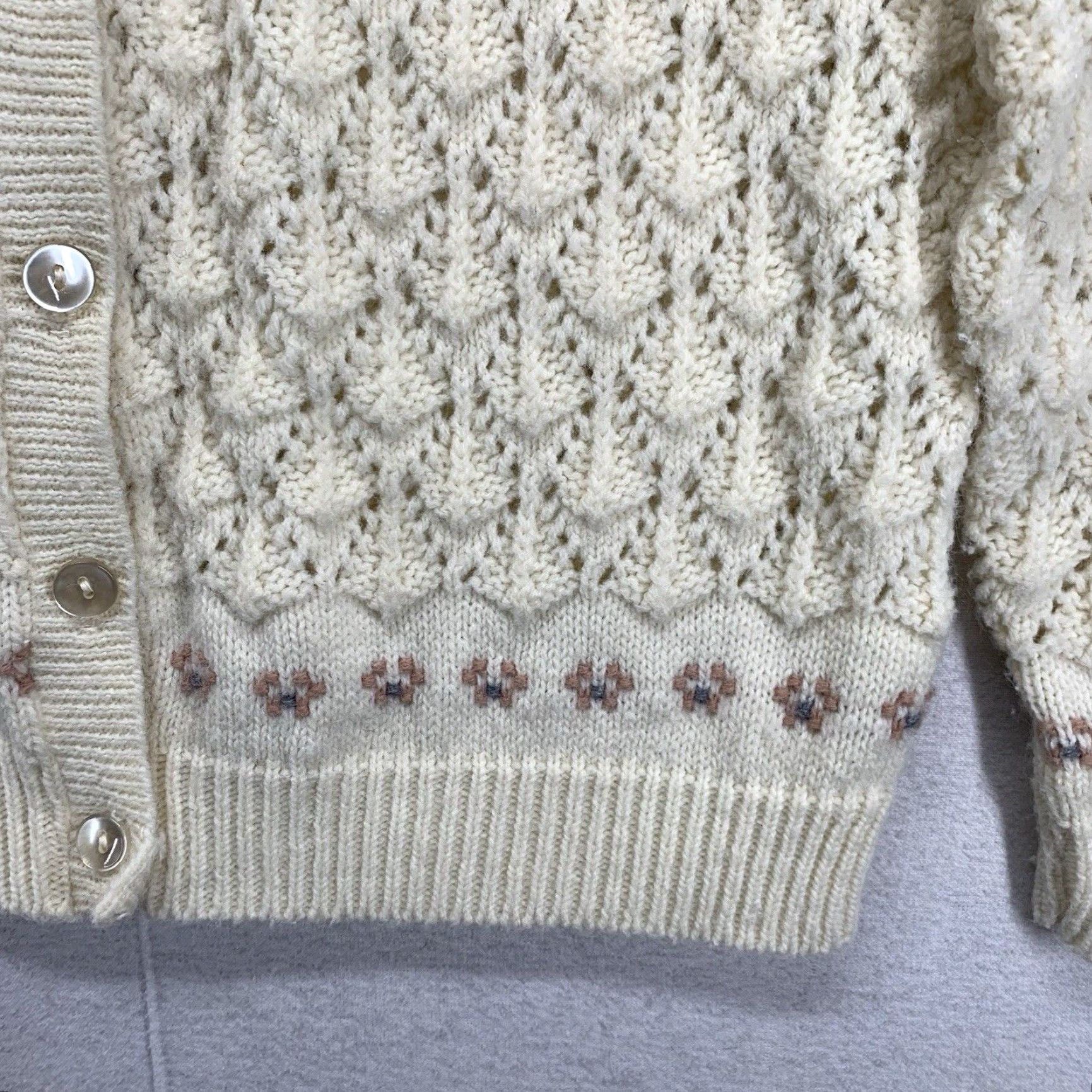 Vintage VINTAGE Wintuk Cardigan Sweater Women's Small Ivory Floral Embroidered 80s Bohemian Womens Size S / US 4 / IT 40 - 7 Thumbnail