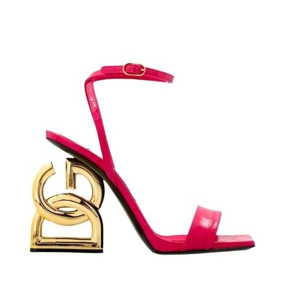Dolce & Gabbana New Dolce & Gabbana Embossed DG Pink Gold Heel Sandals Size Size US 6 / IT 36 - 2 Thumbnail