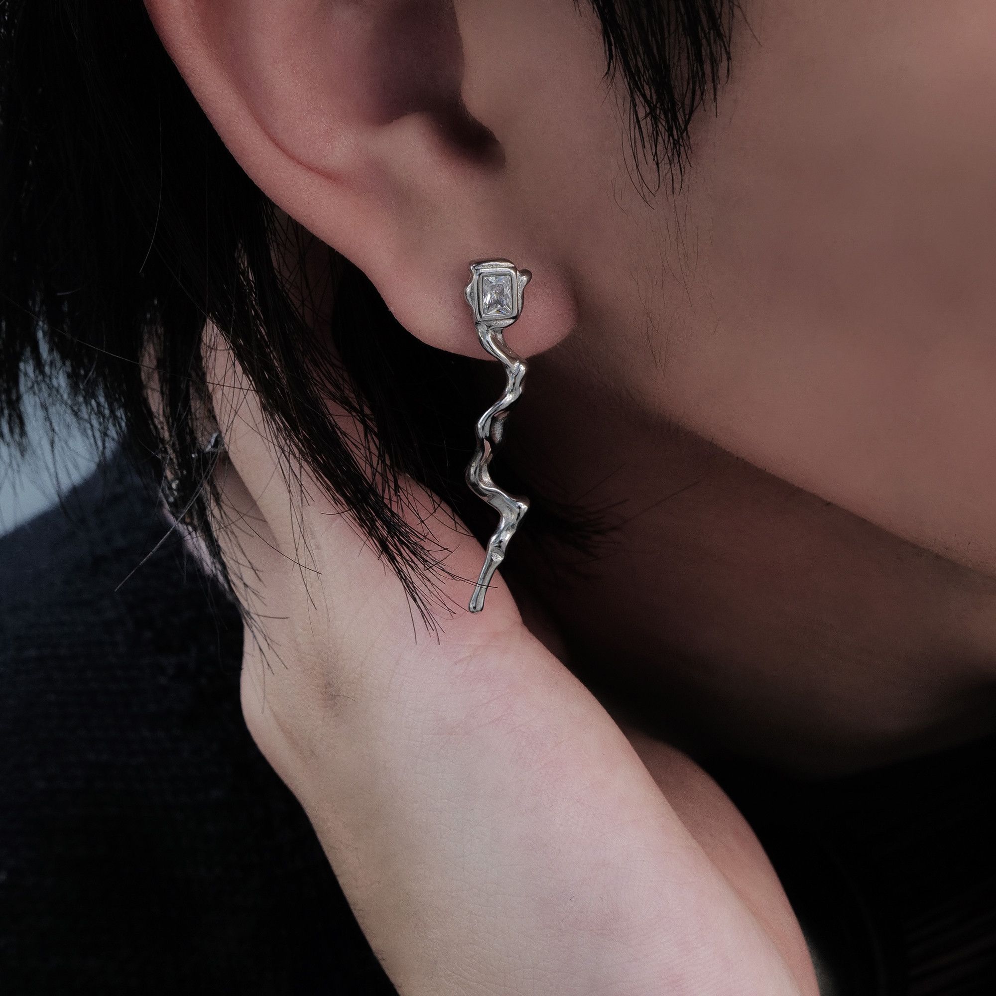 Jewelry Hip-hop Earrings One Pairs Chrome Jewelry Size ONE SIZE - 1 Thumbnail