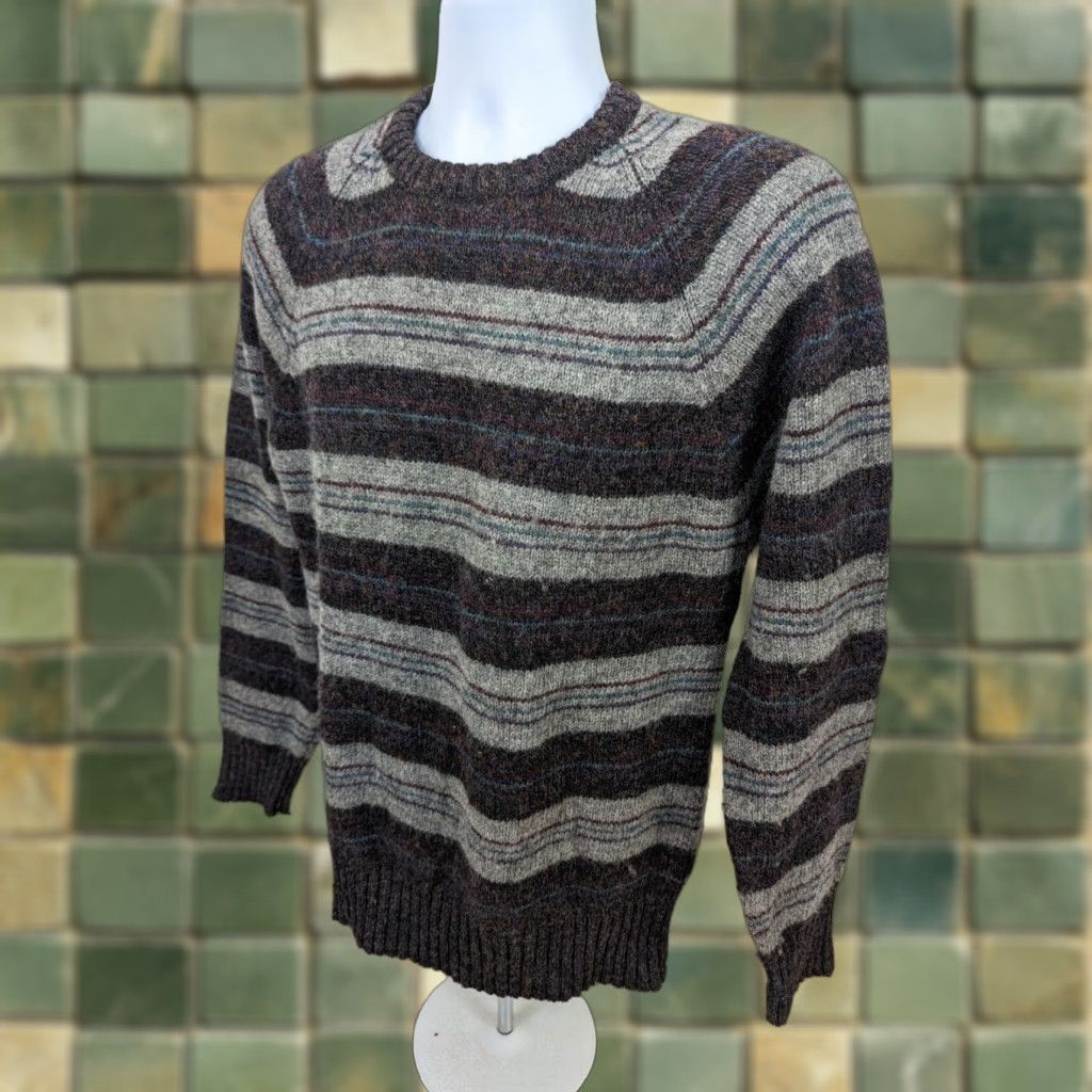 Vintage VINTAGE 80s Sweater Men’s Medium Wool Striped Long Sleeve Crew Neck Pullover S12 Size US M / EU 48-50 / 2 - 1 Thumbnail