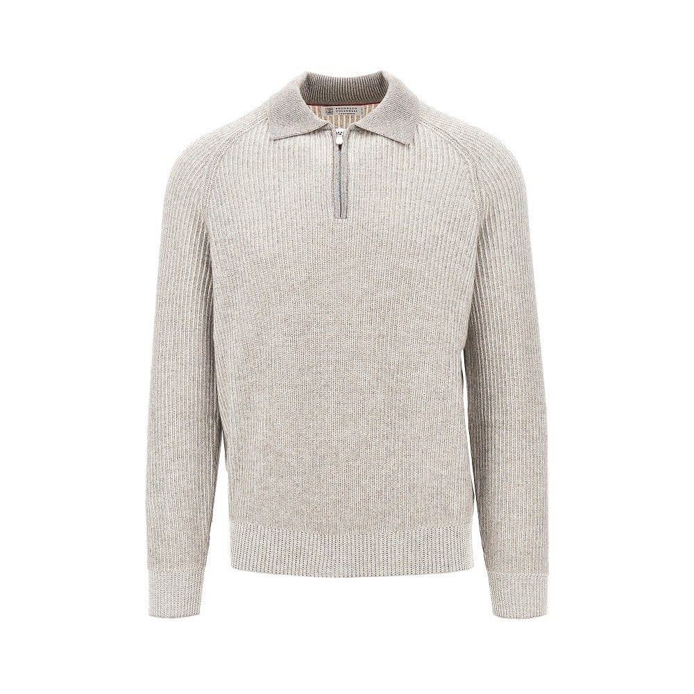 Brunello Cucinelli Cashmere Knit Polo Sweater in Gray, Men's (Size Xl)