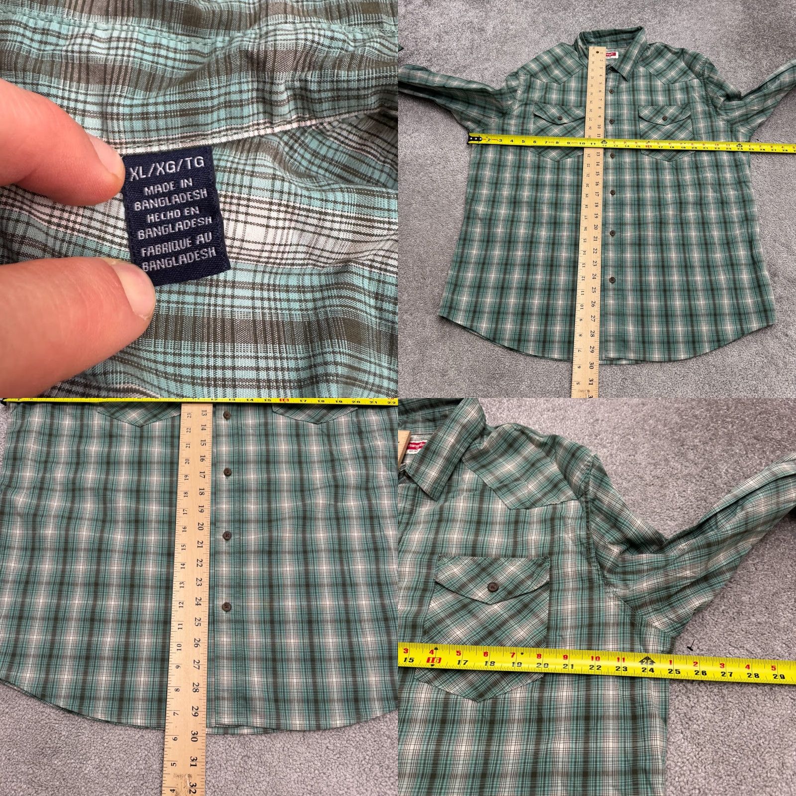 Wrangler Wrangler Western Button-Down Shirt Mens XL Green Plaid Long Sleeve Casual Shirt Size US XL / EU 56 / 4 - 8 Thumbnail