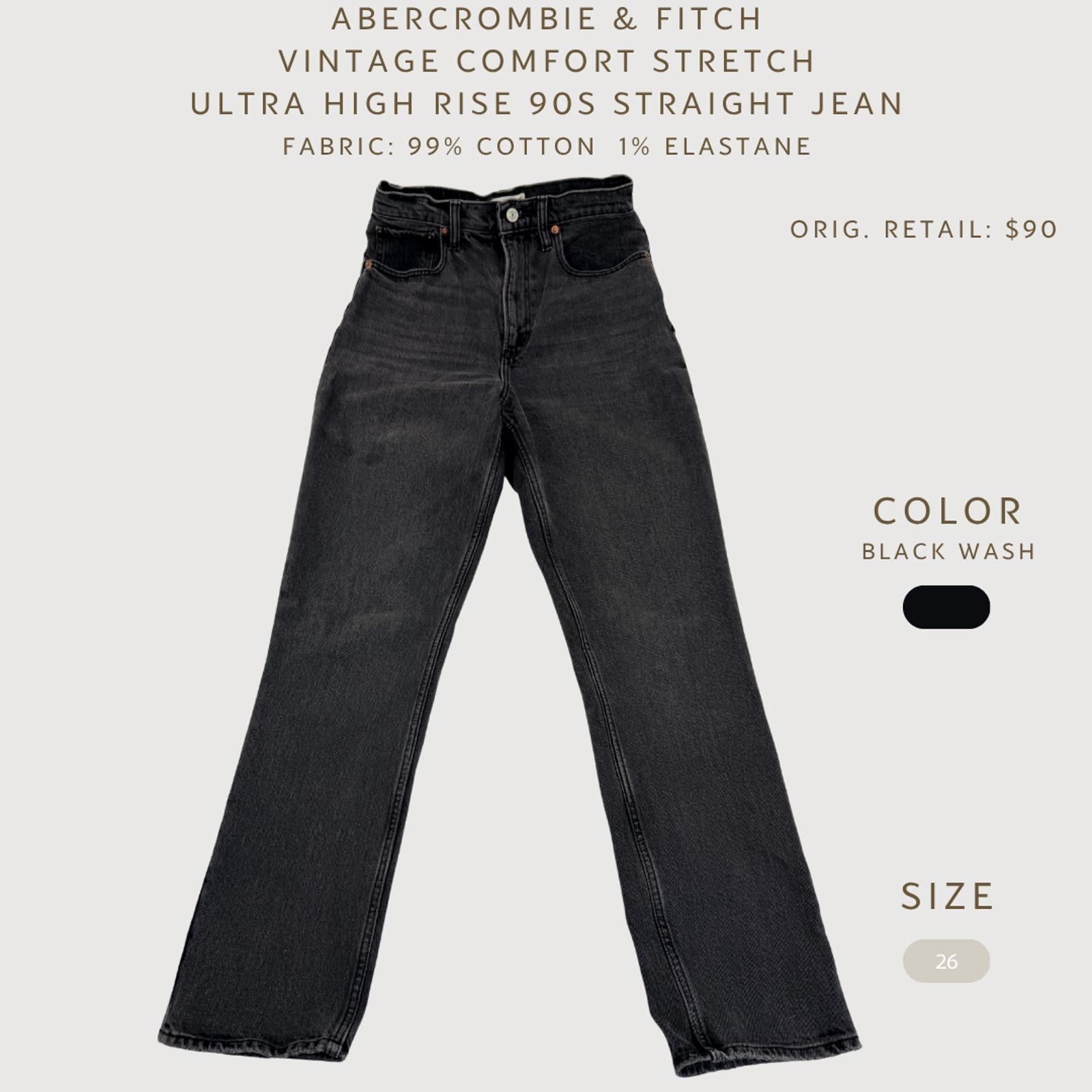 Abercrombie & Fitch Abercrombie 90s Straight Jeans High Rise Black Wash 26 Size 26" / US 2 / IT 38 - 2 Thumbnail