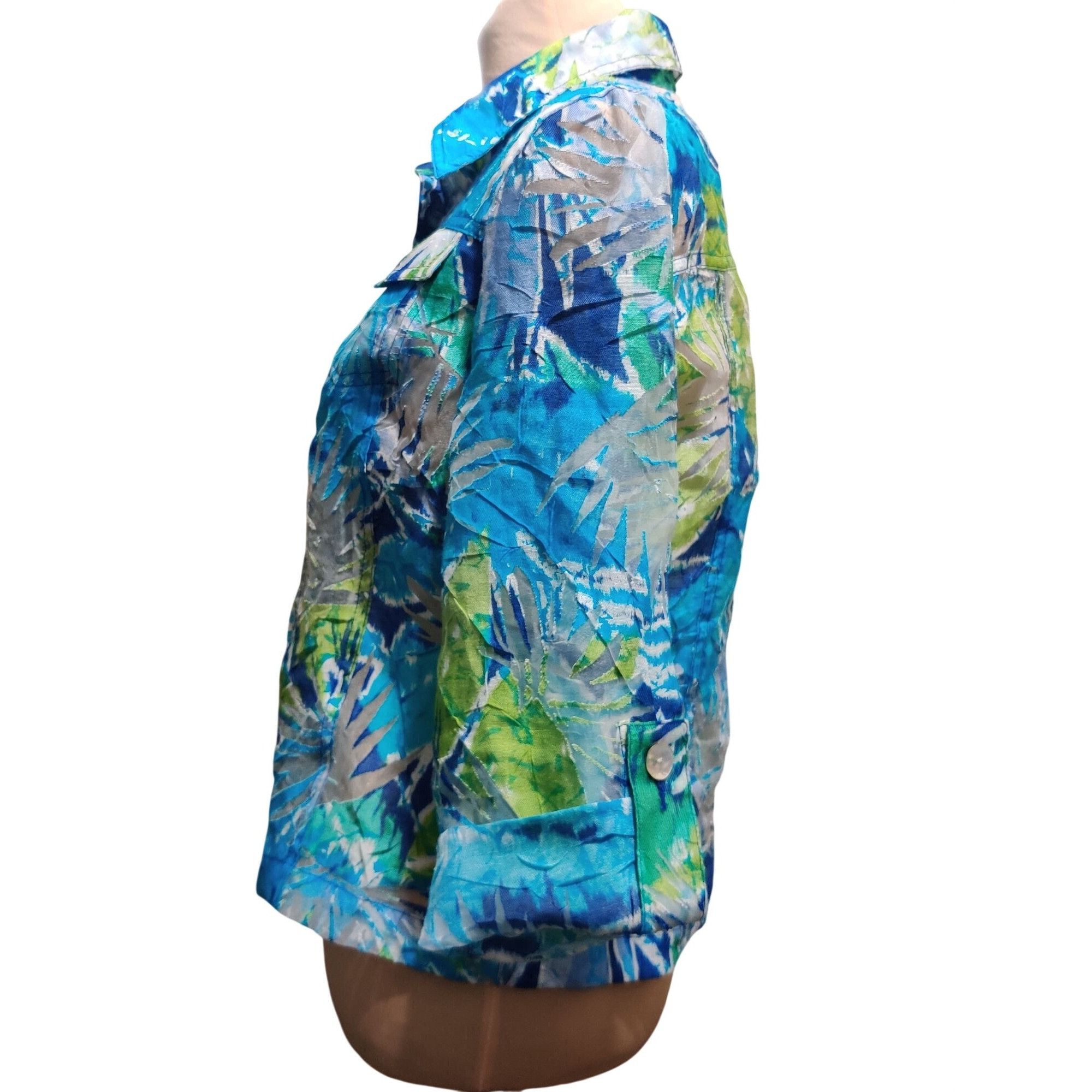 Other Ruby Rd 10 Womens Blue Green Blouse Tropical Button Front Se Size L / US 10 / IT 46 - 9 Thumbnail