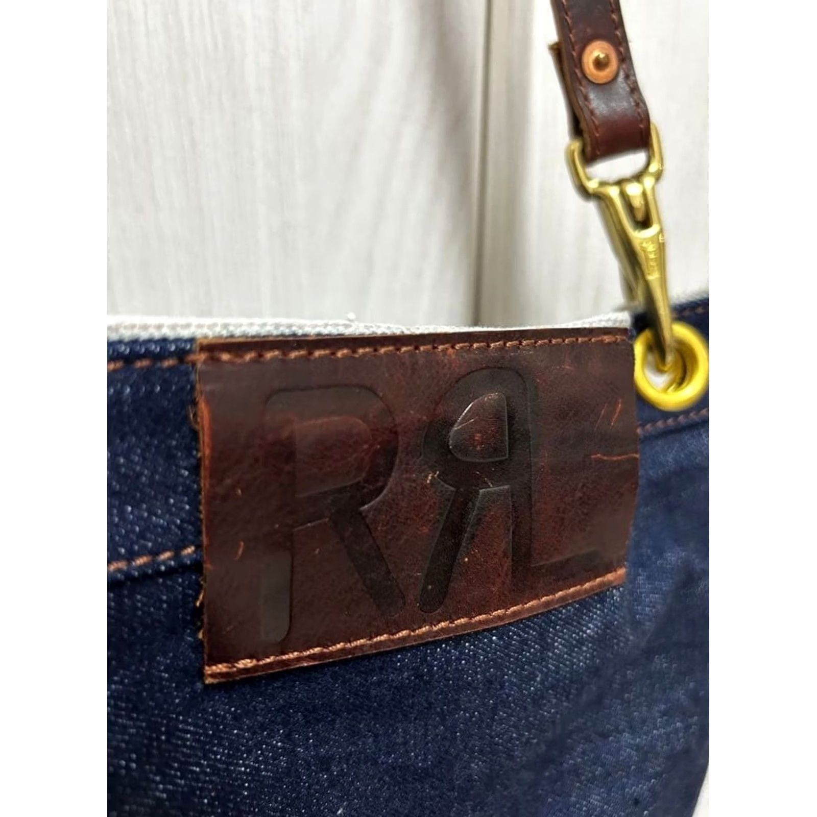 Ralph Lauren RRL Ralph Lauren Shoulder Bag Denim Leather Dark Indigo Logo Medium Unisex Adults Size ONE SIZE - 3 Thumbnail