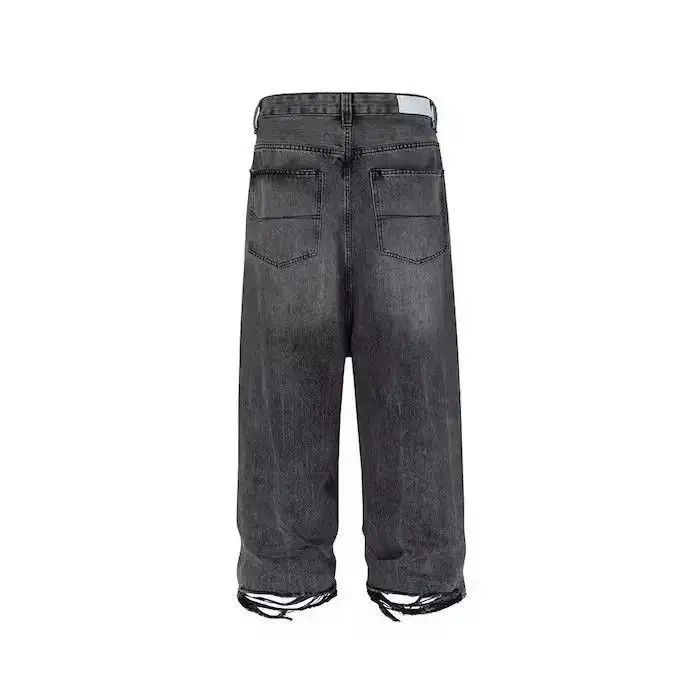 Japanese Brand Black Washed Damage Baggy jeans Size US 32 / EU 48 - 3 Thumbnail