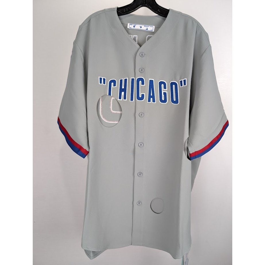 Off-White o1rshd1 Q:2 / MLB-Chicago Cubs Cheese Shirt in Grey/Blue/Red Size US XL / EU 56 / 4 - 2 Thumbnail
