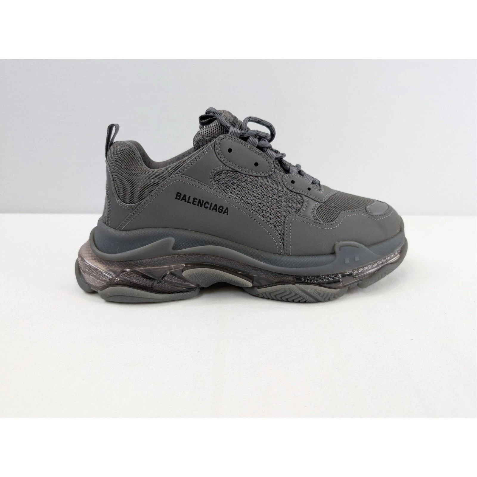 Balenciaga o1rshd1 Clear Sole Leather Free Triple S Sneakers Dark Grey Size US 12 / EU 45 - 5 Thumbnail