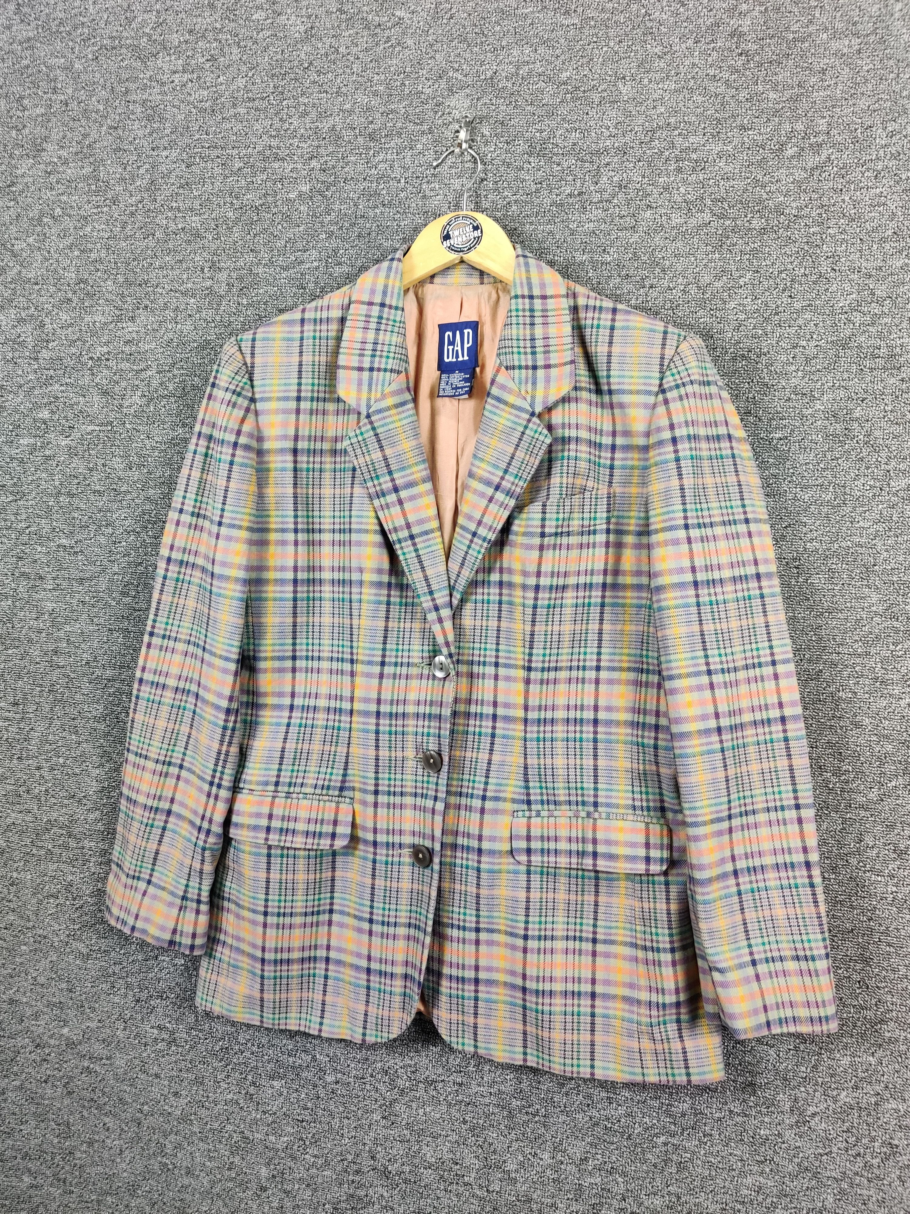 Gap Vintage Gap Checkered Single Breasted Balzer Coat Size US M / EU 48-50 / 2 - 2 Thumbnail