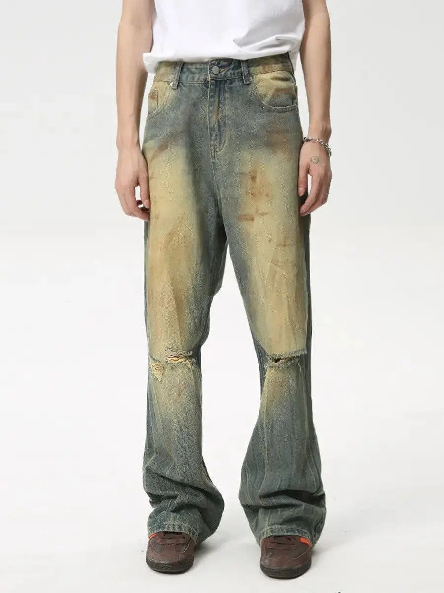 Japanese Brand Retro loose hip-hop ripped jeans Size US 32 / EU 48 - 4 Thumbnail