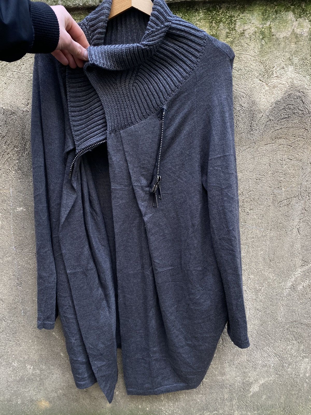 Designer Olla Pareg Distracted Tip Poncho Sweater Size M / US 6-8 / IT 42-44 - 14 Thumbnail