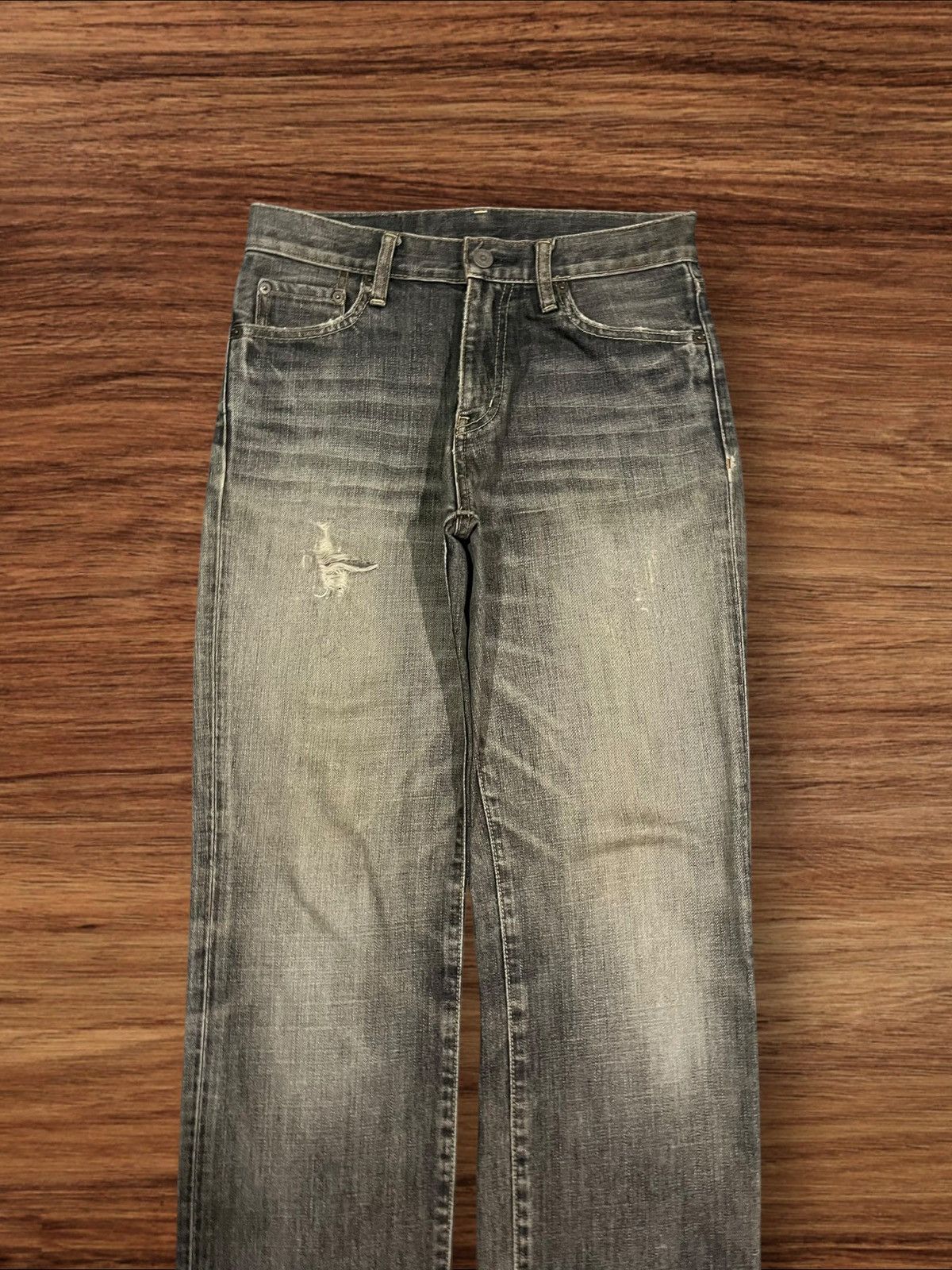 Japanese Brand × Jun Takahashi × Uniqlo Vintage Japanese Brand Uniqlo Rusty Grey Washed Frayed Jeans Size US 28 / EU 44 - 3 Thumbnail