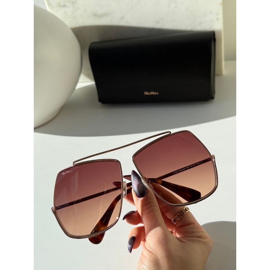 NEW Max Mara MM0006/S Elsa Oversized Sunglasses Gold Brown display picture 1
