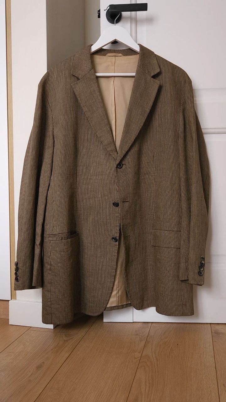 Hugo Boss Vintage Hugo Boss Sunderland Linen & Cotton Striped Blazer Size 44L - 1 Thumbnail