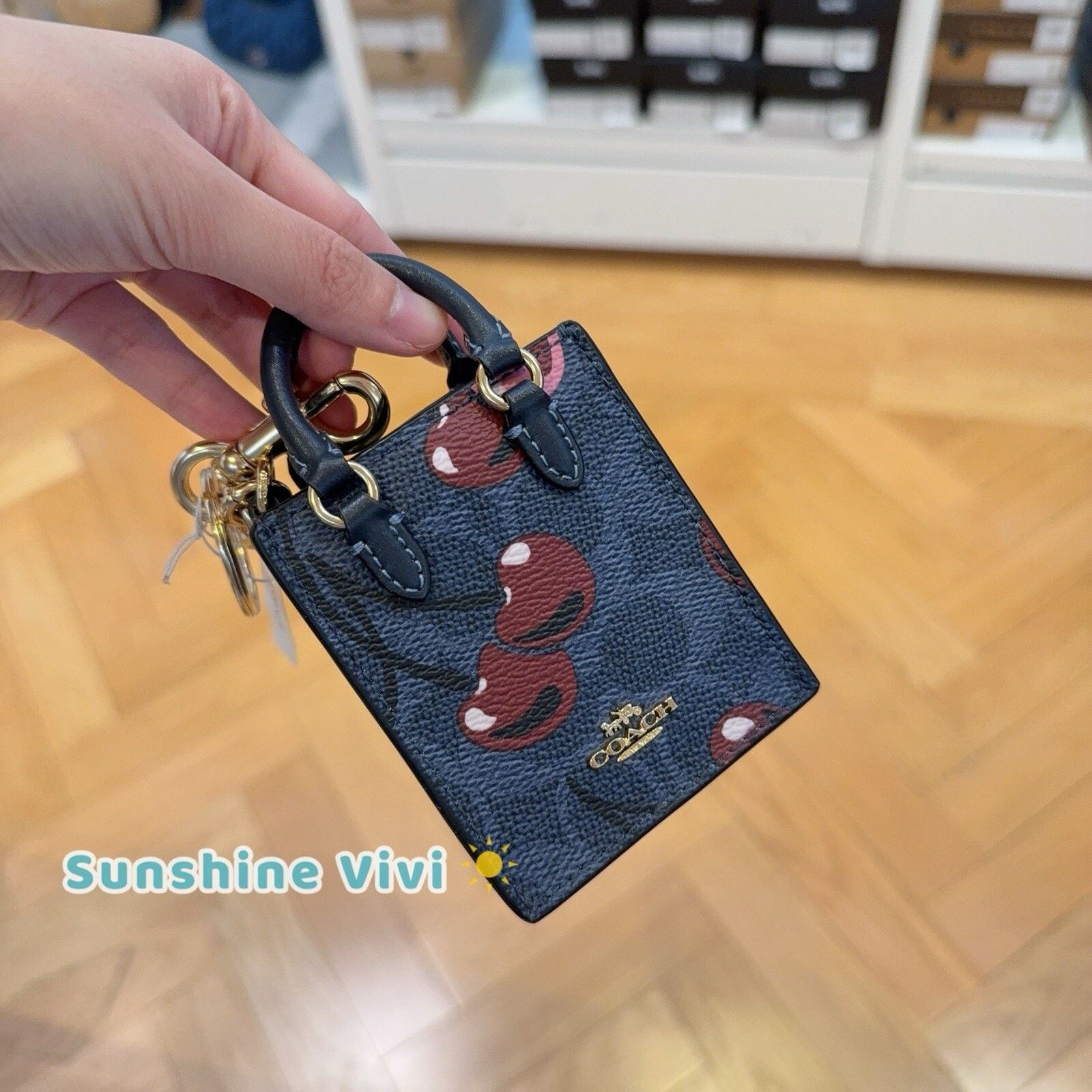 NWT Coach North/south Mini Tote Bag Charm Cz084 Gold/denim, Women's