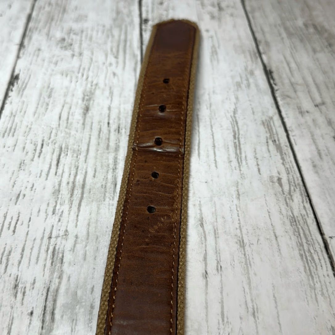 Vintage VINTAGE BILL ADLER Belt Brown Leather Canvas Trim Size 40 Mens Belt Brown 40 1.5” W 45” L 40 Mens Size 40 - 8 Thumbnail