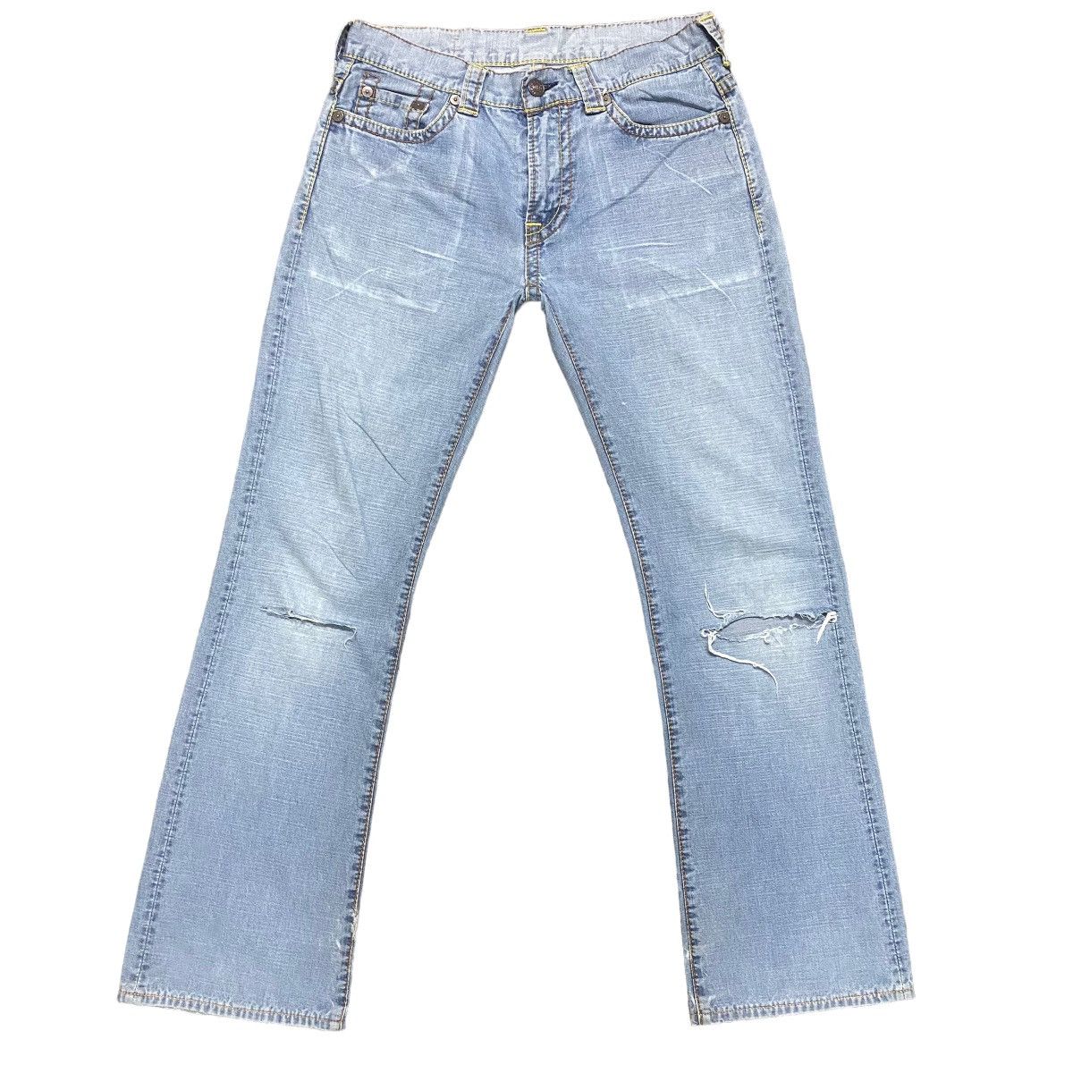 Evisu Evisu Light Denim Flare Jeans Thrashed Size 30" / US 8 / IT 44 - 2 Thumbnail