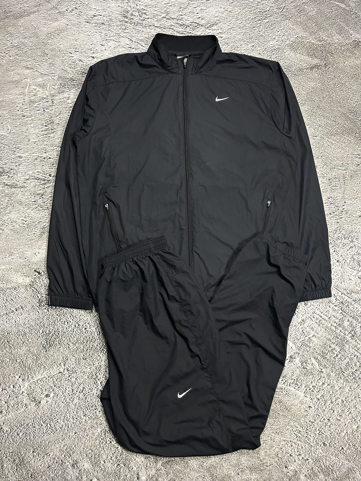 Nike × Vintage Nike track suit vintage black nylon pants jacket 