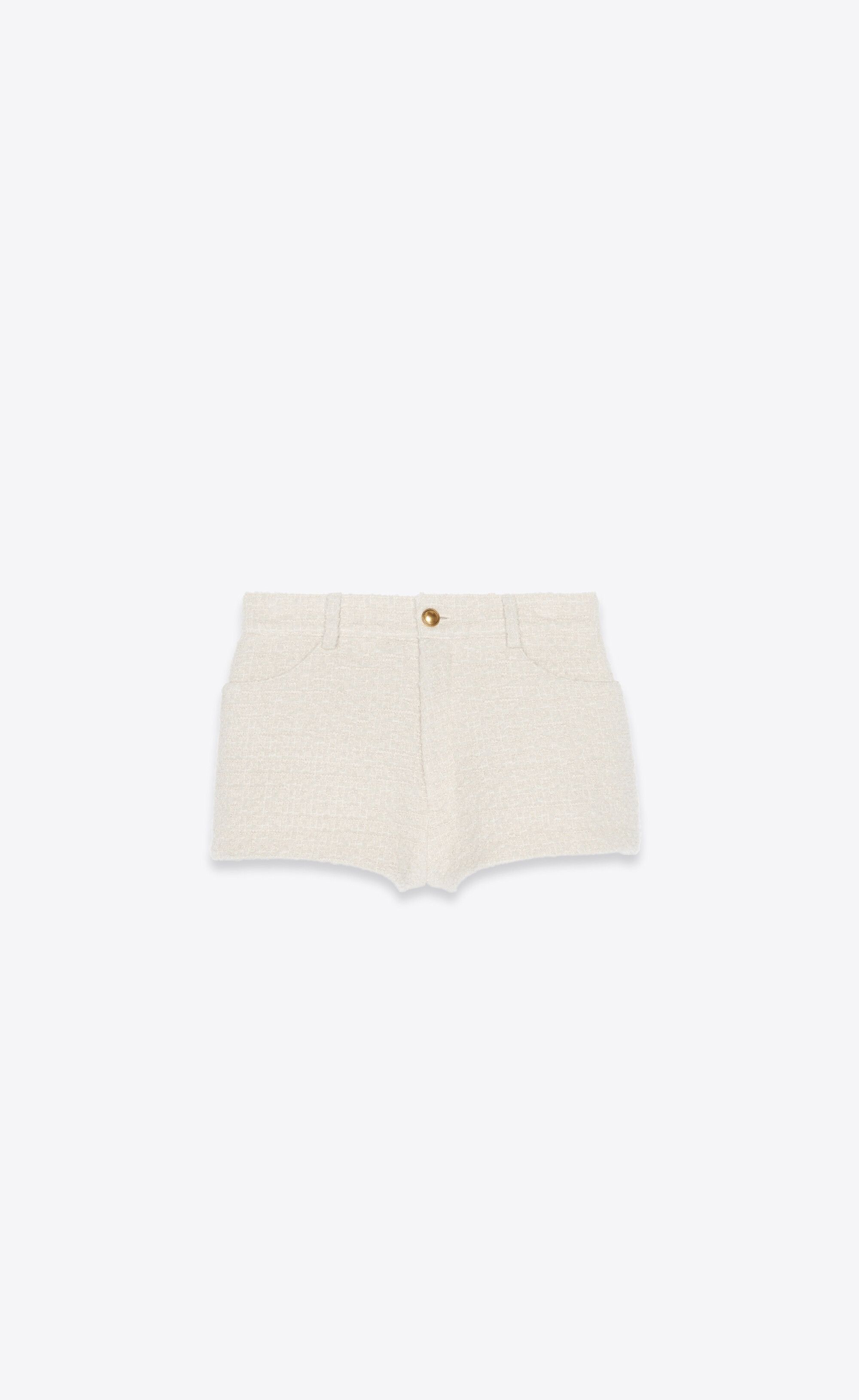 Saint Laurent Paris o1s1wg110225 682858 Shorts in Tweed in White Size 30" / US 8 / IT 44 - 1 Thumbnail