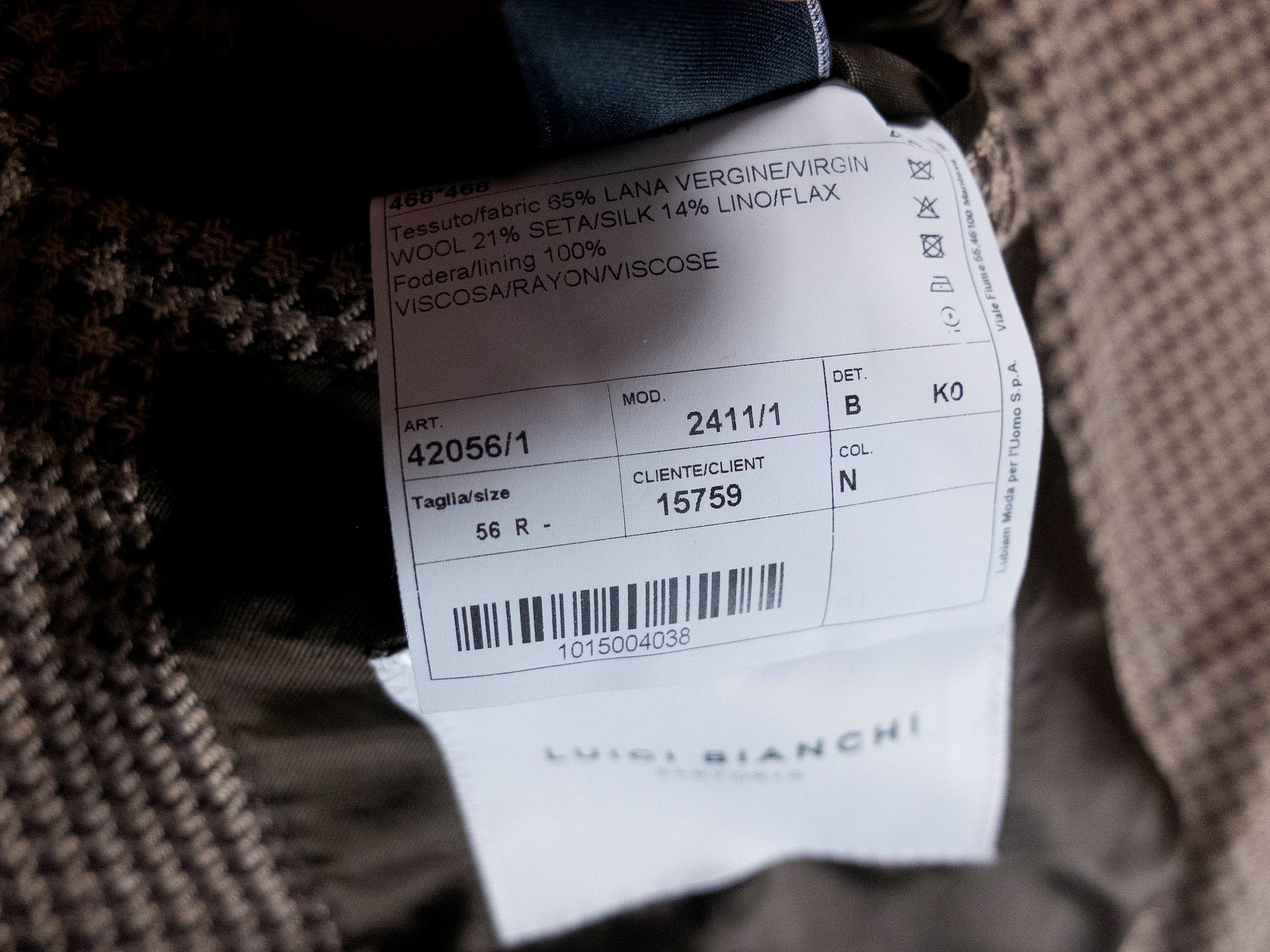 Luigi Bianchi LUIGI BIANCHI brown wool silk linen houndstooth sportcoat Size 46R - 9 Thumbnail