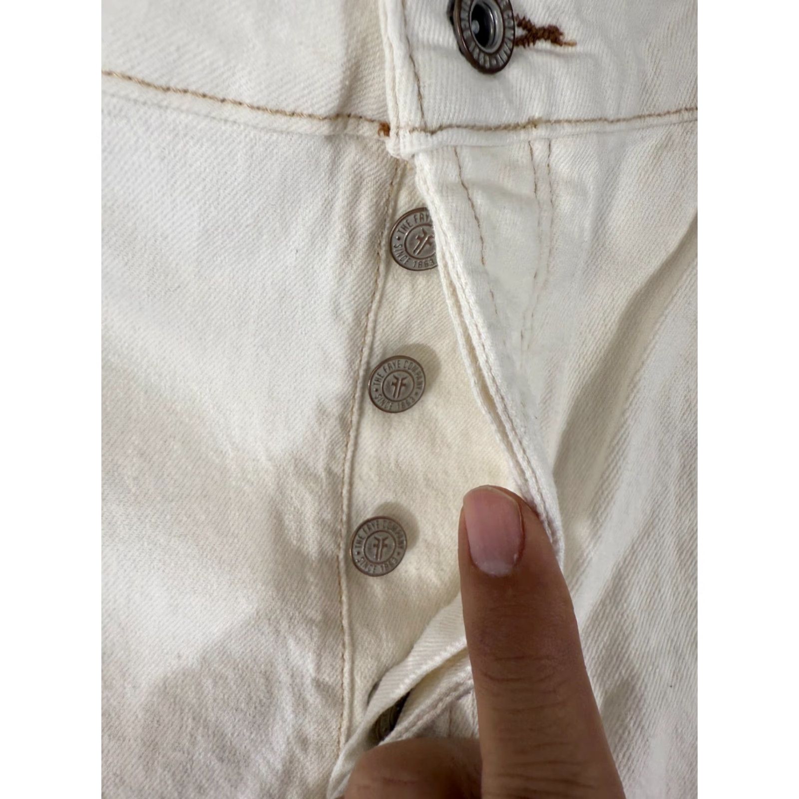 Frye Frye Jeans Womens 10 Ankle Ivory Bone Stretch Button Fly High Rise NWT Size 32" / US 10 / IT 46 - 5 Thumbnail