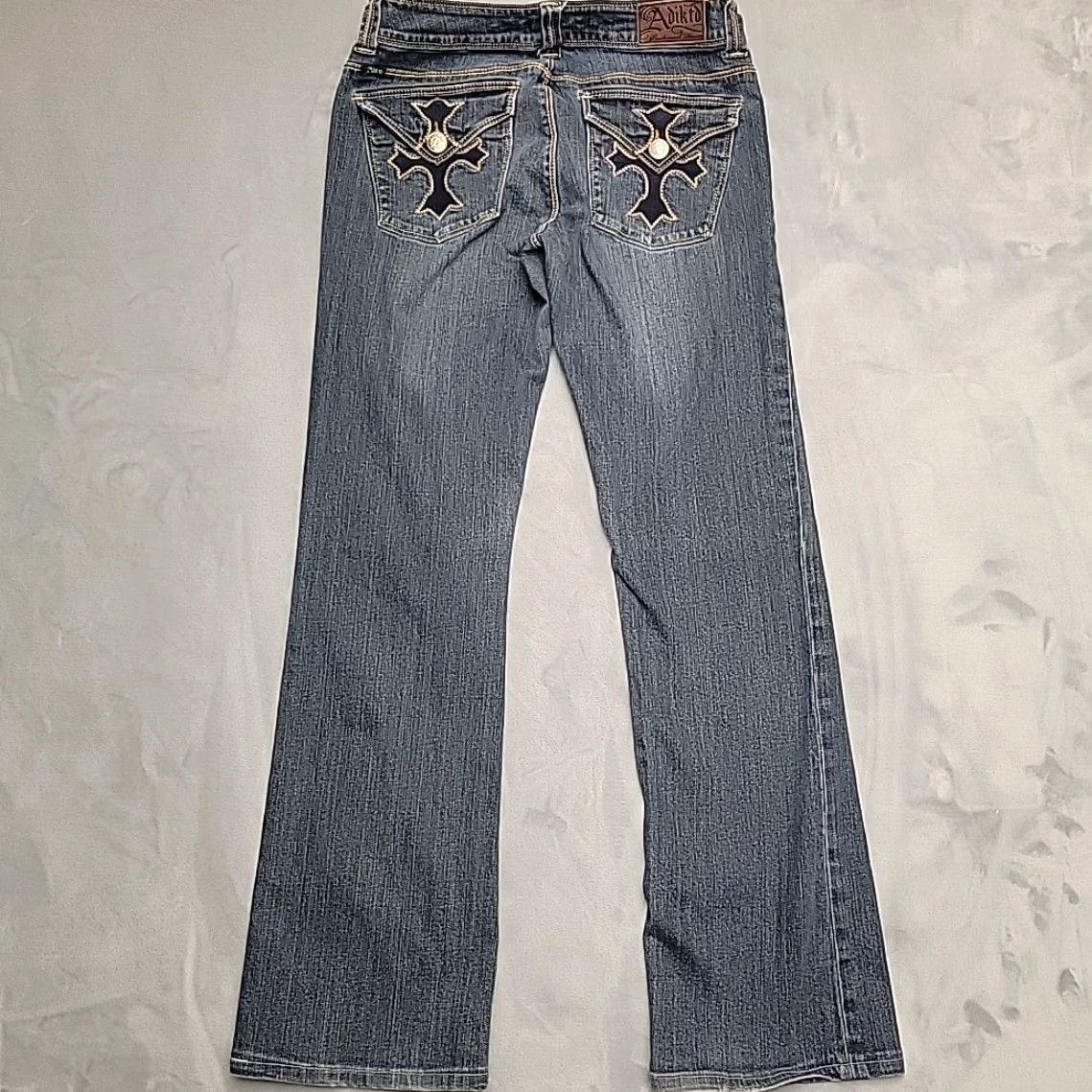 Denime Adiktd Jeans Women 8 Blue Faded Denim Low Rise 5-Pocket Pocket Thick Stitch Cowboy Bootcut Jeans Size 30" / US 8 / IT 44 - 6 Thumbnail