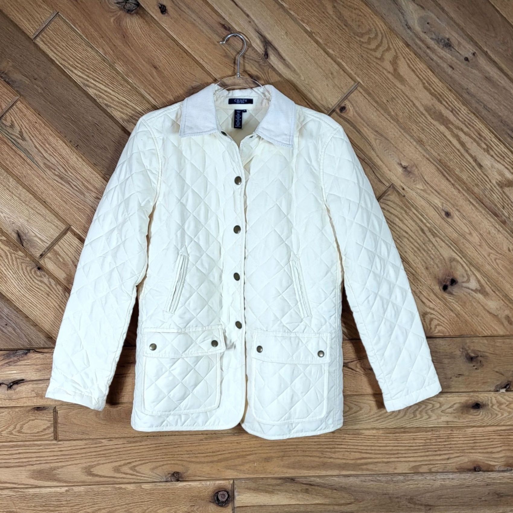 Chaps Chaps Quilted Jacket Womens M Cream Corduroy Collar Size M / US 6-8 / IT 42-44 - 3 Thumbnail
