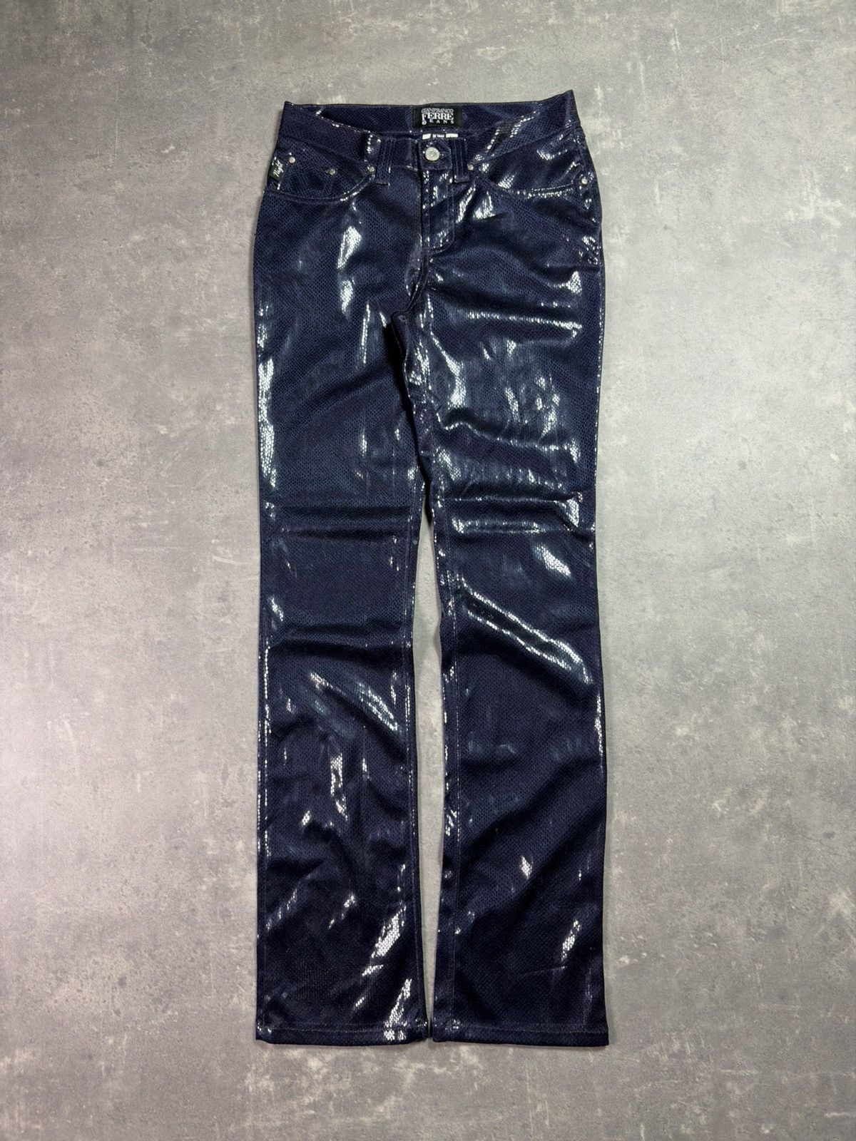 Gianfranco Ferre DSWT Blue Glitter Loose Light Trousers Pants 27 Rare Size 27" / US 4 / IT 40 - 3 Thumbnail