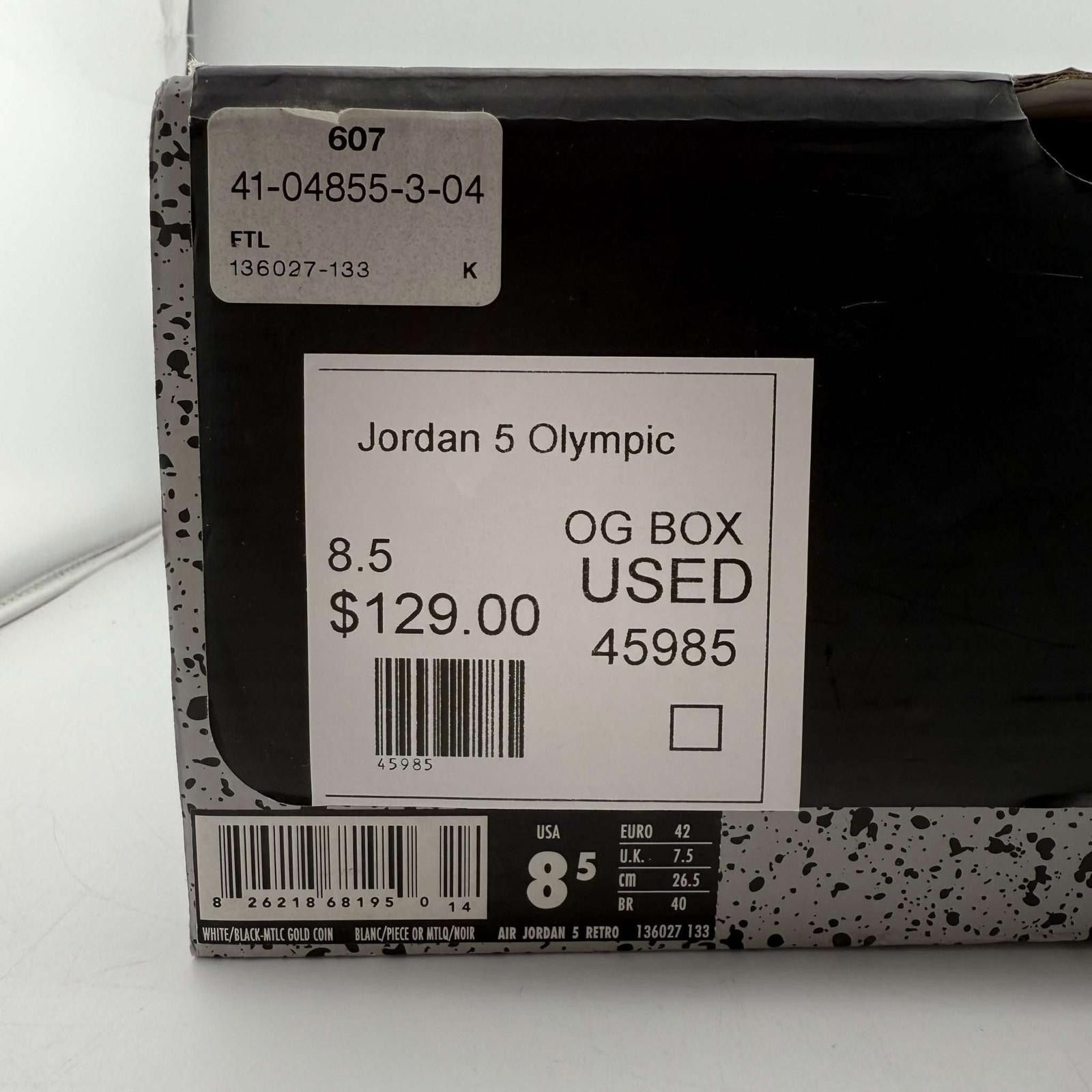 Jordan Brand Air Jordan 5 Retro White/Black-Metallic Gold Coin 8.5 Size US 8.5 / EU 41-42 - 9 Thumbnail
