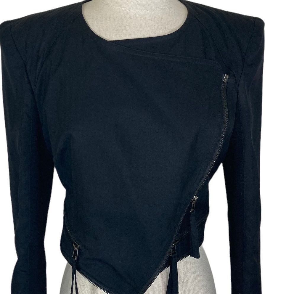 Other Mcginn black silk moto jacket, womens med convertible coat Size M / US 6-8 / IT 42-44 - 8 Thumbnail