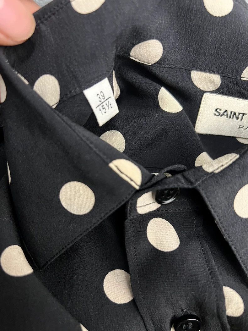 Saint Laurent Paris Saint Laurent Polka Dot Silk Button-Up Shirt- Size US L / EU 52-54 / 3 - 4 Thumbnail