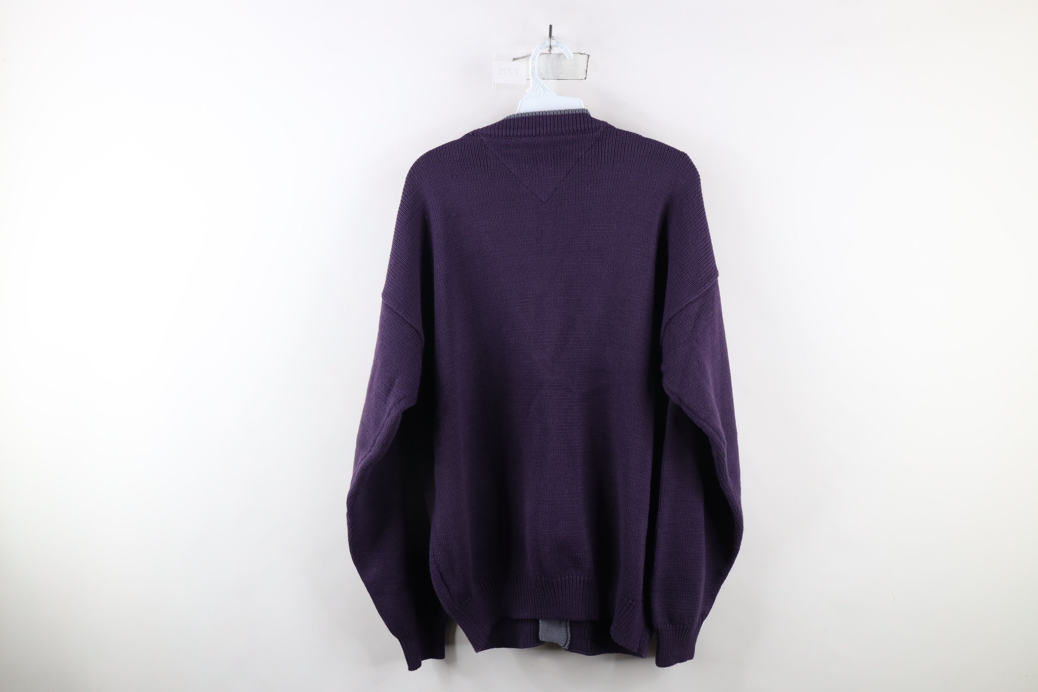 Vintage Vintage 90s Streetwear Ribbed Knit Cardigan Sweater Purple Size US L / EU 52-54 / 3 - 7 Thumbnail