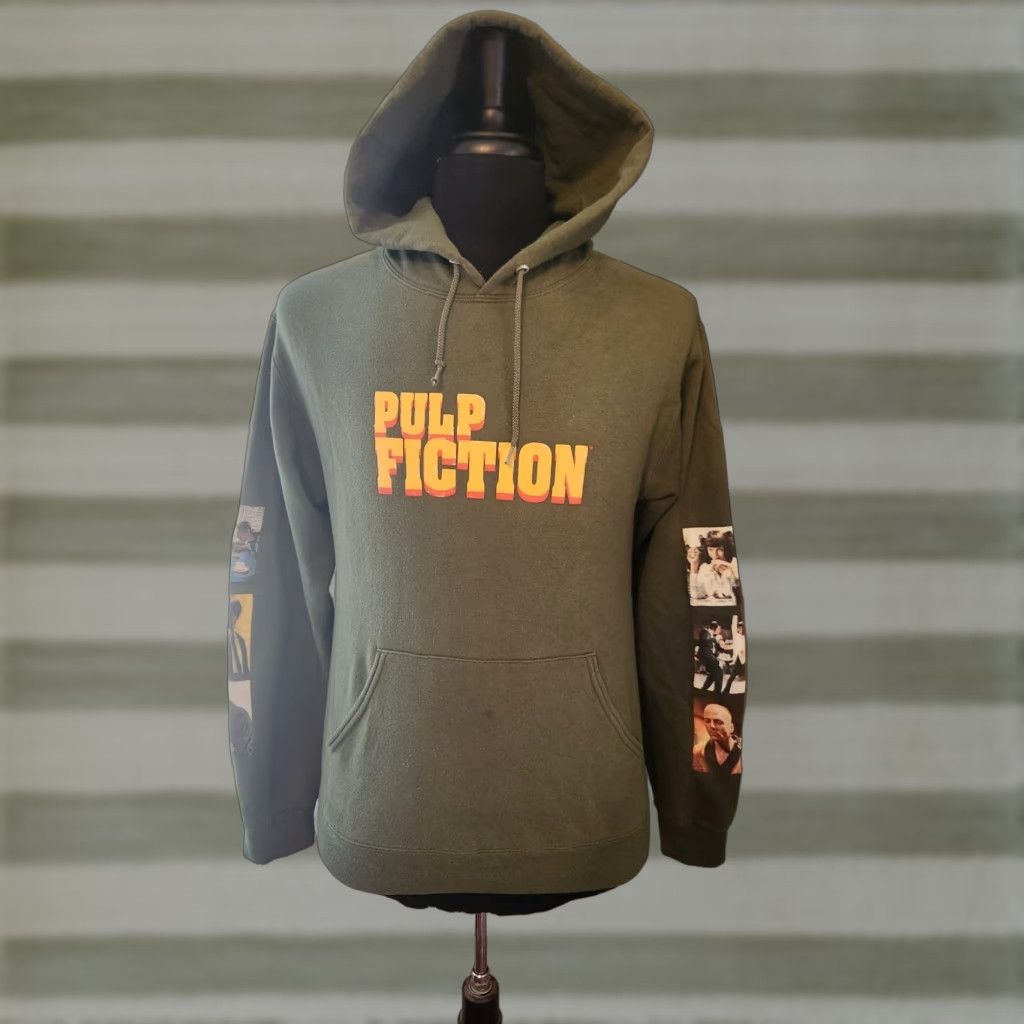 Vintage Pulp Fiction Hoodie Adult S Army Green Logo Pulp Fiction Movie Retro Pullover Sweatshirt Men's Small Size SJ2024 Size US S / EU 44-46 / 1 - 1 Thumbnail