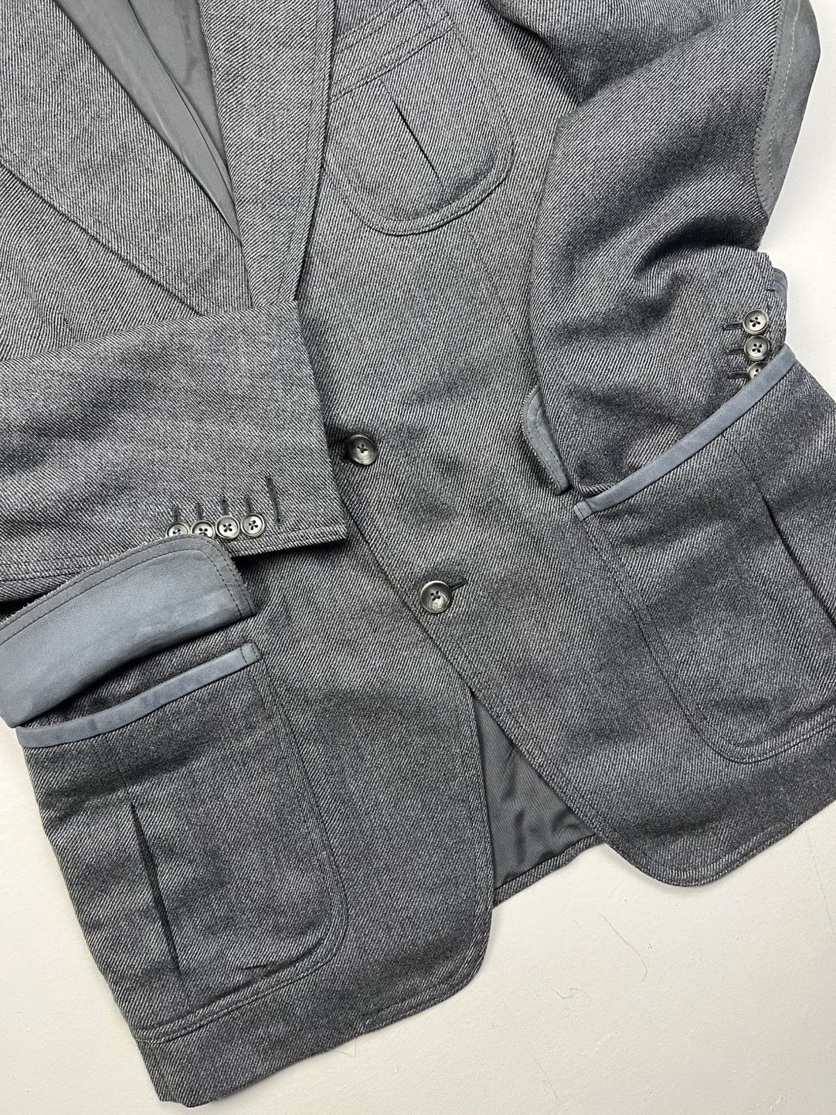 Tom Ford Tom Ford Gray Tailored Jacket with Leather Suede Detailing Size 52R - 9 Thumbnail