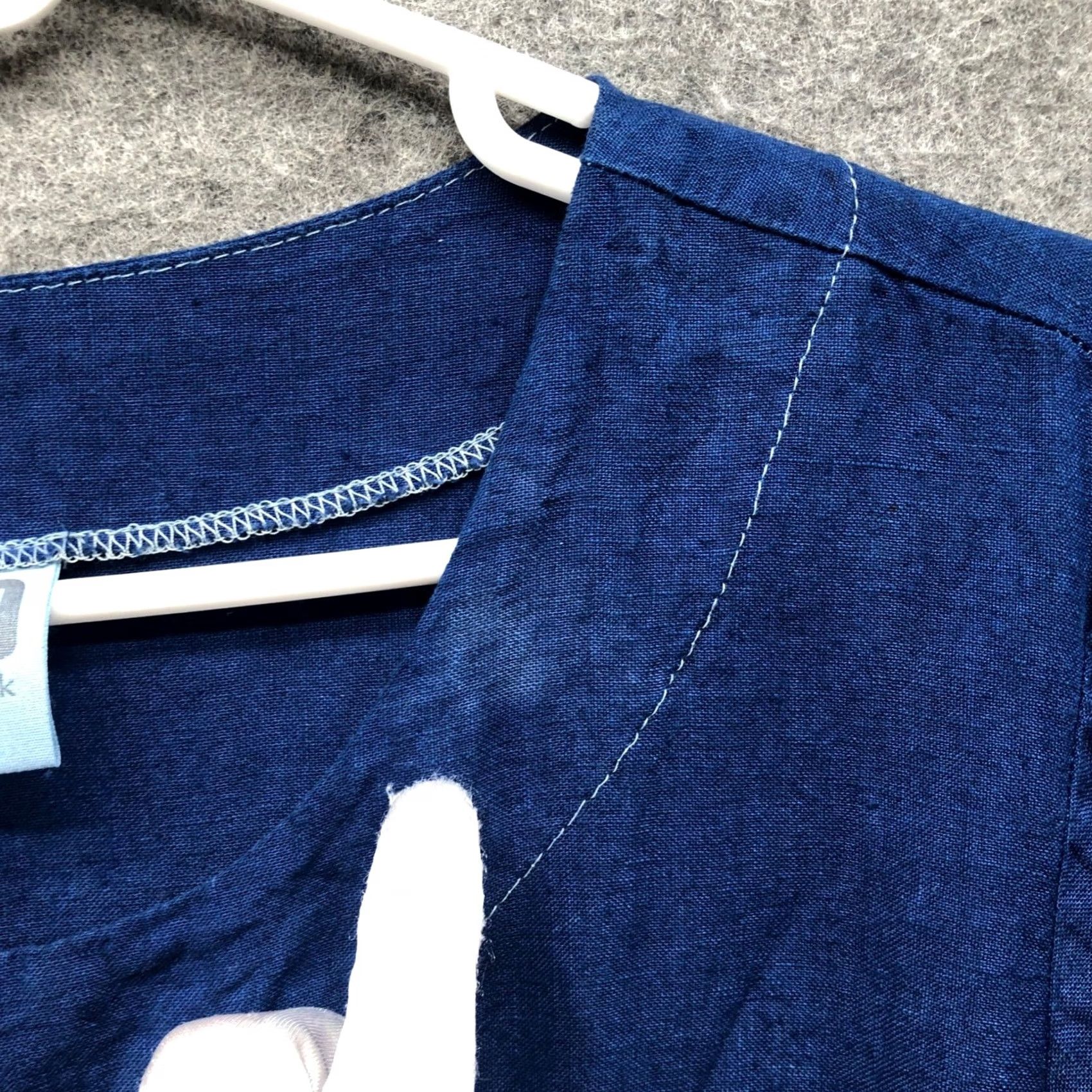 Vintage VINTAGE Len Ok Linen Midi Dress Womens M Blue 3/4 Sleeve Wrap Tie Belt Waist Pockets Bohemian Peasant Casual Travel Mens Womens Size M / US 6-8 / IT 42-44 - 3 Thumbnail