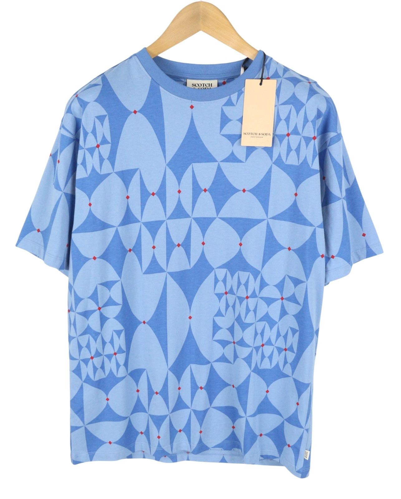 Scotch & Soda M Diamond Blue Aop Tricot Crew Neck Short Sleeve 91041 Size US M / EU 48-50 / 2 - 2 Thumbnail