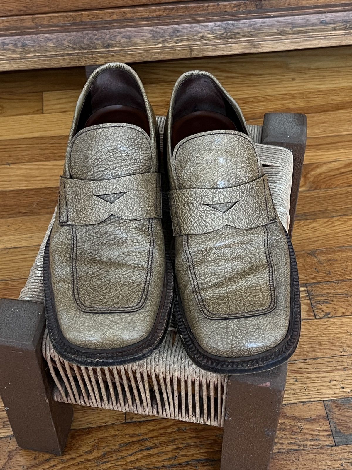 Miu Miu × Prada Prada Vtg Archive Square Toe Pebbled Leather