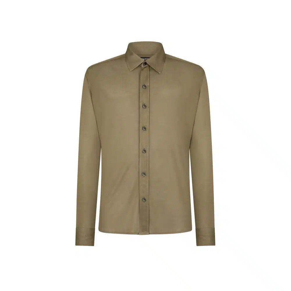 Tom Ford o1loc1c0426 JBL009 Sheer Silk Shirt in Beige Size US M / EU 48-50 / 2 - 1 Thumbnail