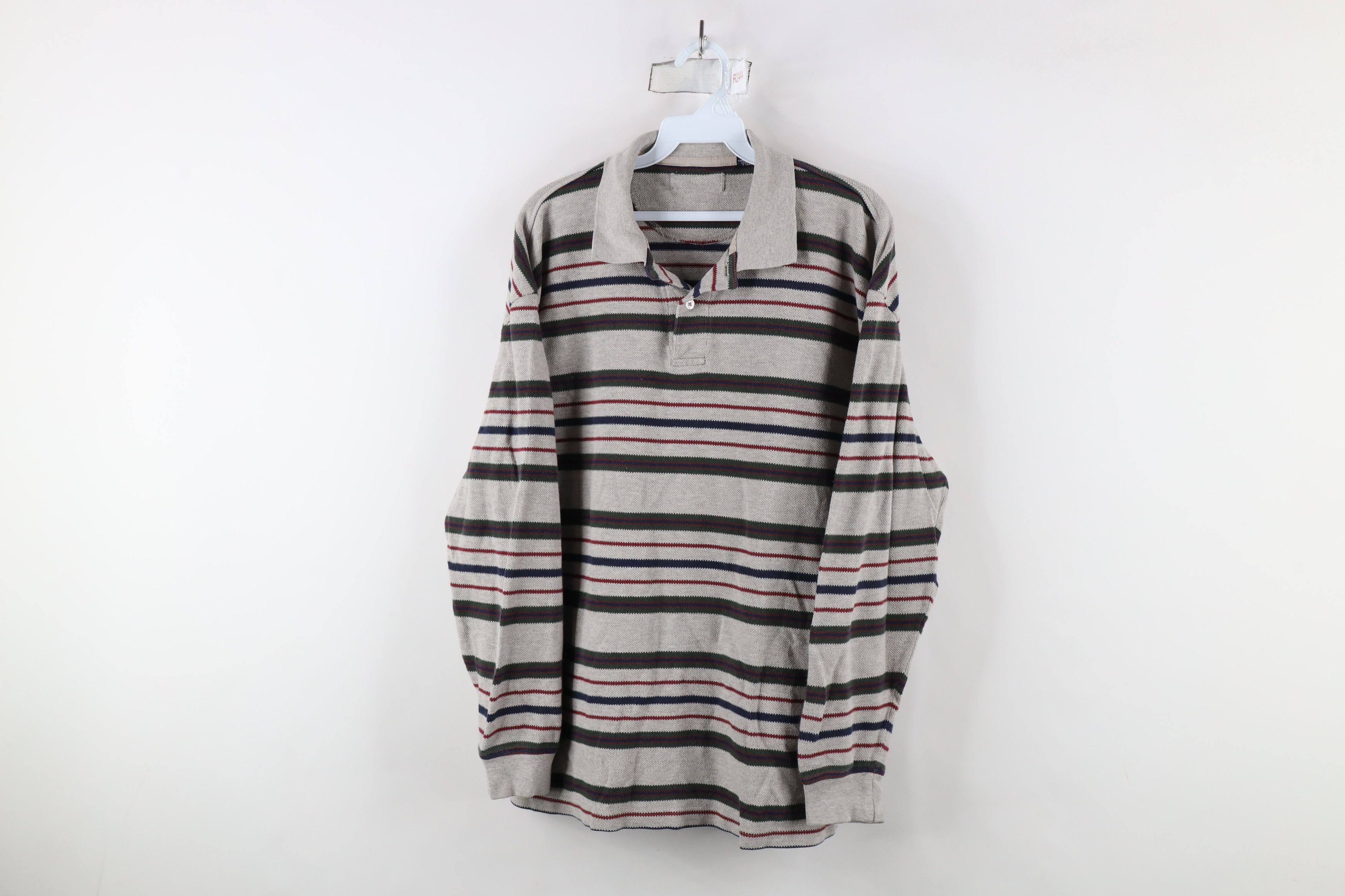 Vintage Vintage 90s Streetwear Thermal Knit Long Sleeve Rugby Polo Size US M / EU 48-50 / 2 - 1 Thumbnail
