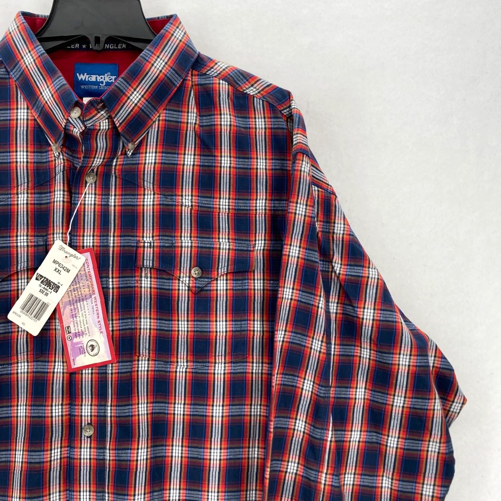 Wrangler Wrangler Button Down Western Shirt Mens 2XL Red Plaid Cowboy Rodeo NWT Size US XXL / EU 58 / 5 - 2 Thumbnail