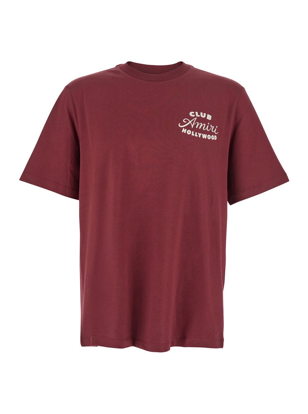 Amiri Bordeaux Crewneck T-Shirt with Logo Lettering on the Front and Maxi Logo Print on the Rear in Cotton Man Size US M / EU 48-50 / 2 - 1 Thumbnail